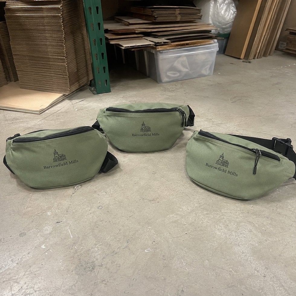 Custom printed fanny packs in bulk rows